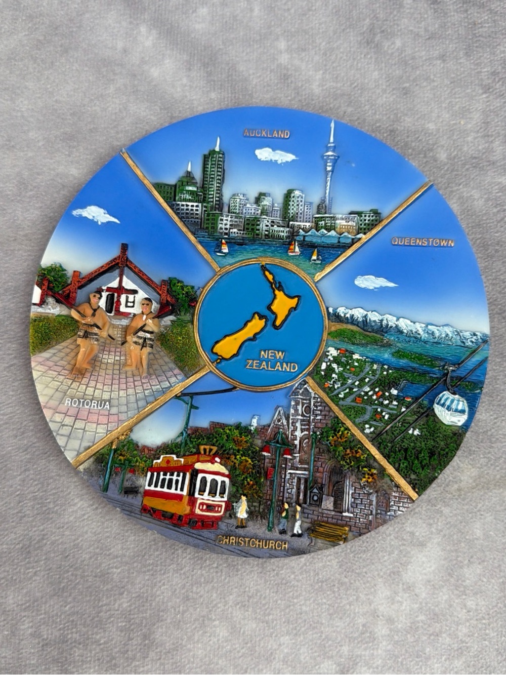 VTG New Zealand 5.5” 3D Sculptured Art Souvenir Plate Auckland Queenstown